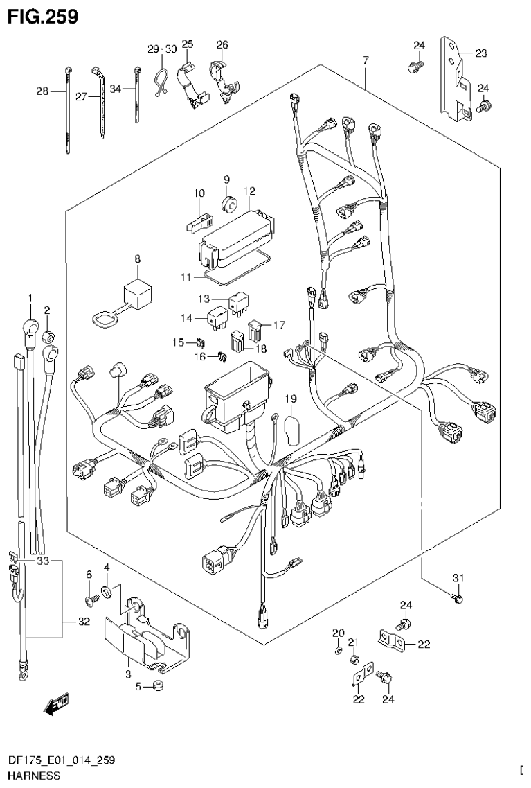 Suzuki DF150T, DF150Z, DF150TG, DF150ZG, DF175T, DF175Z, DF175TG, DF175ZG HARNESS (DF150T E40) parts diagram