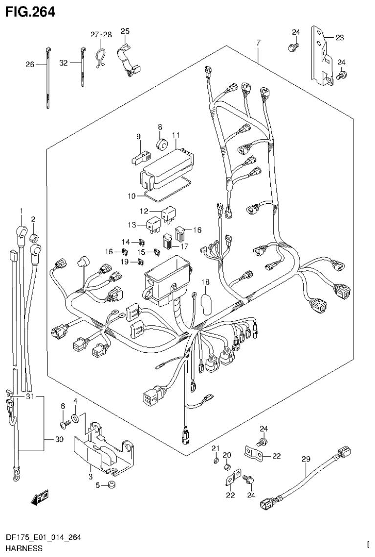 Suzuki DF150T, DF150Z, DF150TG, DF150ZG, DF175T, DF175Z, DF175TG, DF175ZG HARNESS (DF150ZG E01) parts diagram