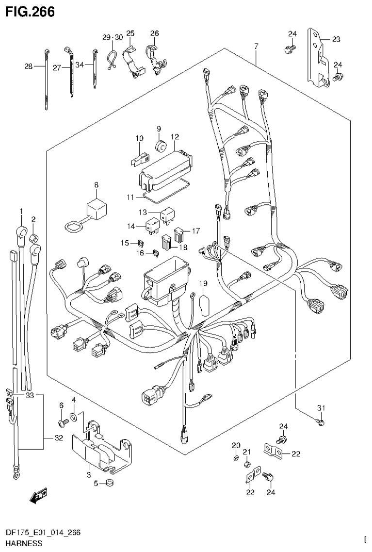 Suzuki DF150T, DF150Z, DF150TG, DF150ZG, DF175T, DF175Z, DF175TG, DF175ZG HARNESS (DF175T E01) parts diagram
