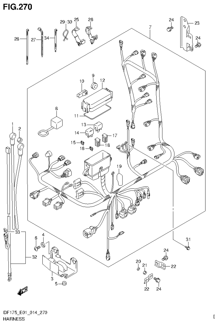 Suzuki DF150T, DF150Z, DF150TG, DF150ZG, DF175T, DF175Z, DF175TG, DF175ZG HARNESS (DF175Z E01) parts diagram