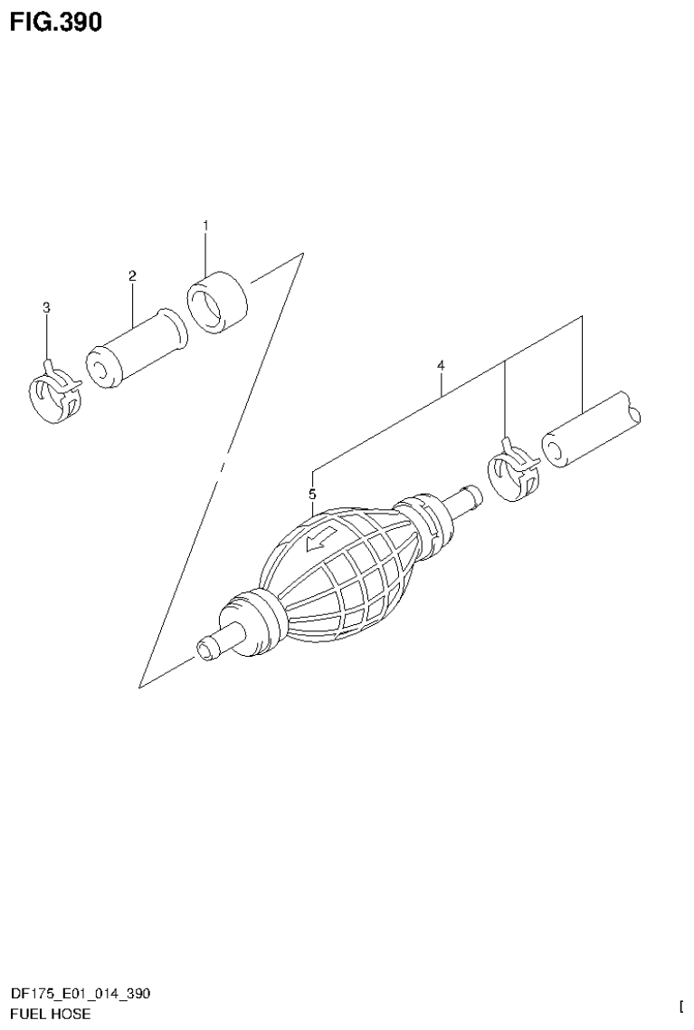 Suzuki DF150T, DF150Z, DF150TG, DF150ZG, DF175T, DF175Z, DF175TG, DF175ZG FUEL HOSE parts diagram