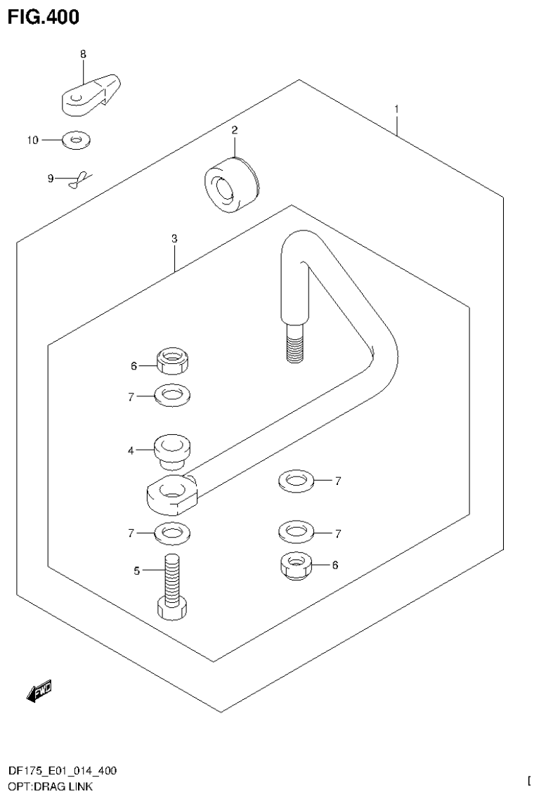 Suzuki DF150T, DF150Z, DF150TG, DF150ZG, DF175T, DF175Z, DF175TG, DF175ZG OPT:DRAG LINK parts diagram