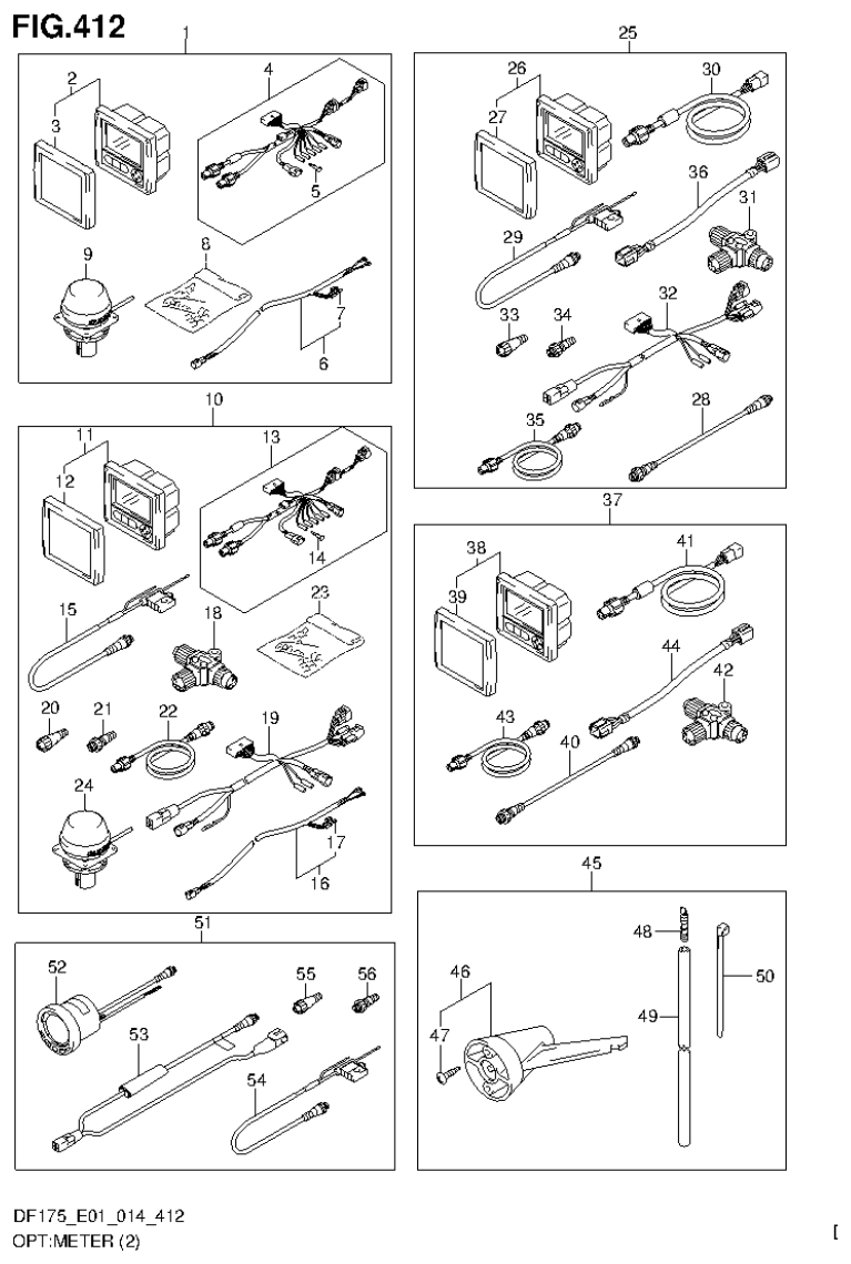 Suzuki DF150T, DF150Z, DF150TG, DF150ZG, DF175T, DF175Z, DF175TG, DF175ZG OPT:METER (2) (DF175TG E01) parts diagram