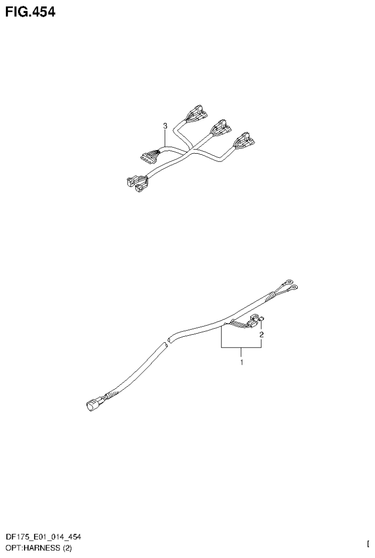 Suzuki DF150T, DF150Z, DF150TG, DF150ZG, DF175T, DF175Z, DF175TG, DF175ZG OPT:HARNESS (2) (DF175Z E01) parts diagram