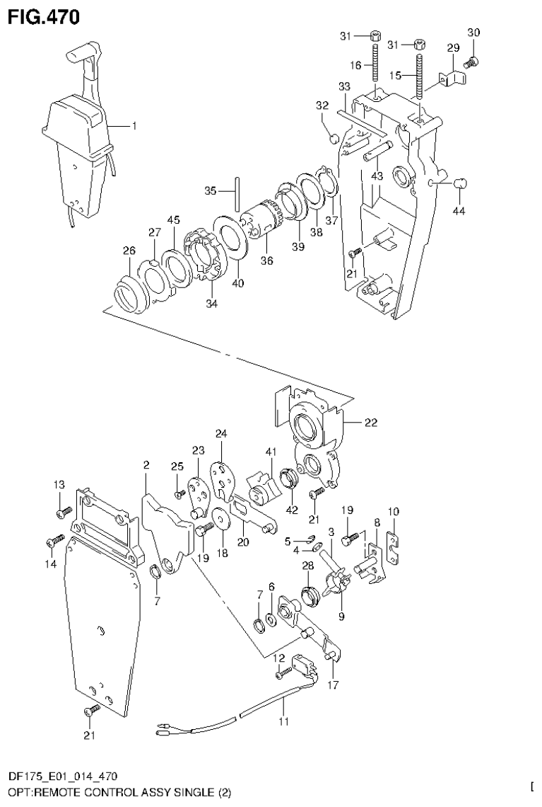 Suzuki DF150T, DF150Z, DF150TG, DF150ZG, DF175T, DF175Z, DF175TG, DF175ZG OPT:REMOTE CONTROL ASSY SINGLE (2) parts diagram