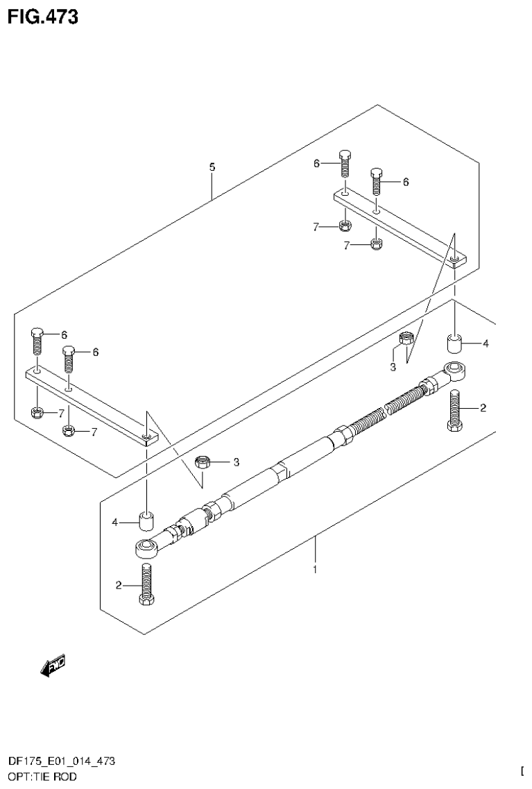Suzuki DF150T, DF150Z, DF150TG, DF150ZG, DF175T, DF175Z, DF175TG, DF175ZG OPT:TIE ROD parts diagram