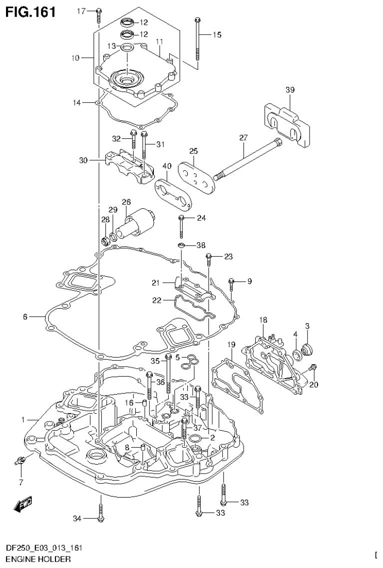 Suzuki DF200T, DF200Z, DF225T, DF225Z, DF250T, DF250Z, DF250ST ENGINE HOLDER (DF250ST E3) parts diagram