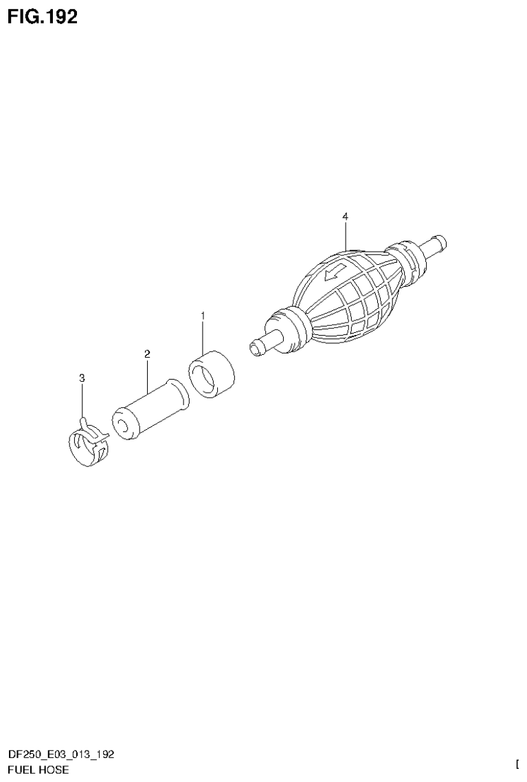 Suzuki DF200T, DF200Z, DF225T, DF225Z, DF250T, DF250Z, DF250ST FUEL HOSE parts diagram