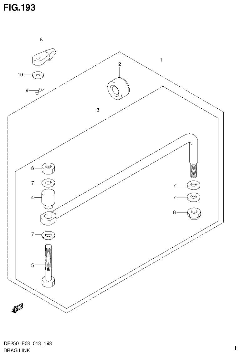Suzuki DF200T, DF200Z, DF225T, DF225Z, DF250T, DF250Z, DF250ST DRAG LINK parts diagram