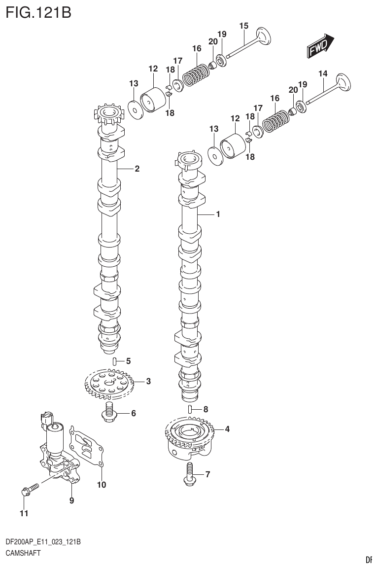 Suzuki DF200AP, DF175AP, DF150AP CAMSHAFT (DF175AP) parts diagram