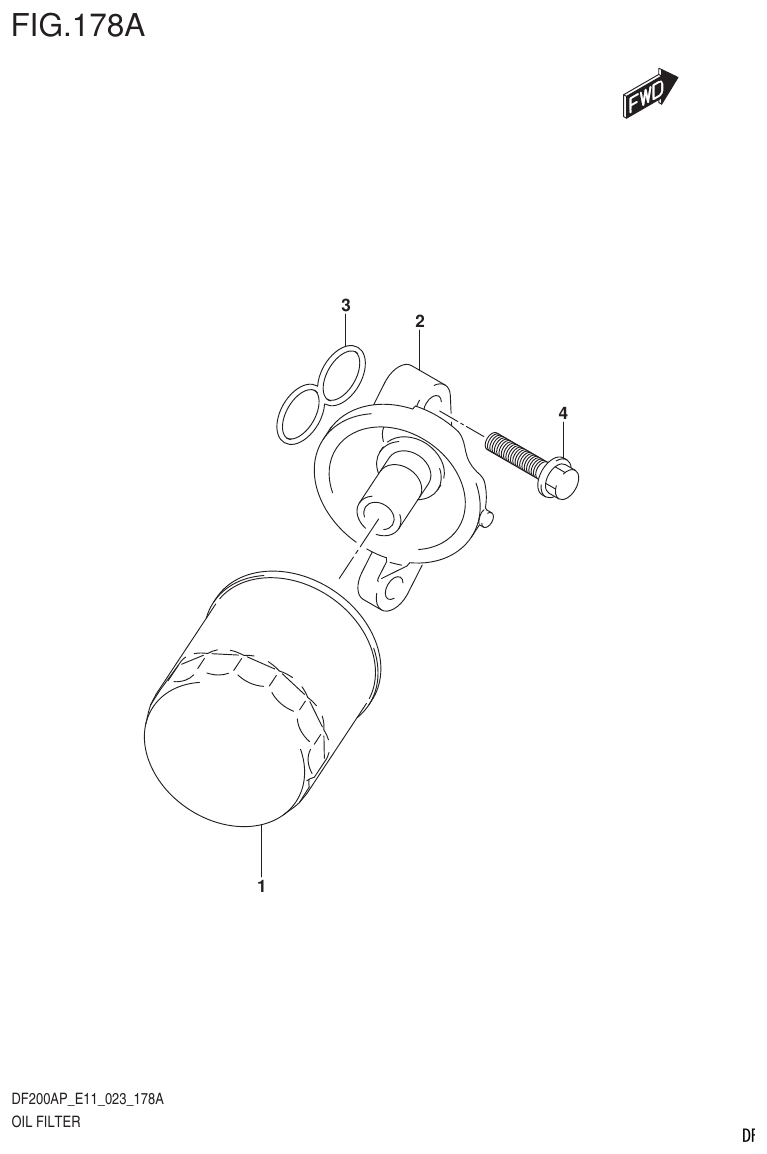 Suzuki DF200AP, DF175AP, DF150AP OIL FILTER parts diagram