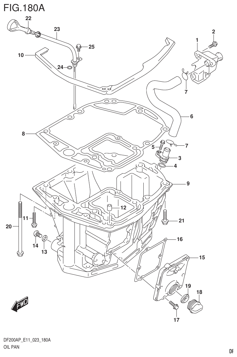 Suzuki DF200AP, DF175AP, DF150AP OIL PAN parts diagram