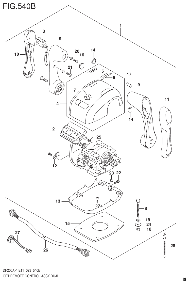 Suzuki DF200AP, DF175AP, DF150AP OPT:REMOTE CONTROL ASSY DUAL (022,023) parts diagram