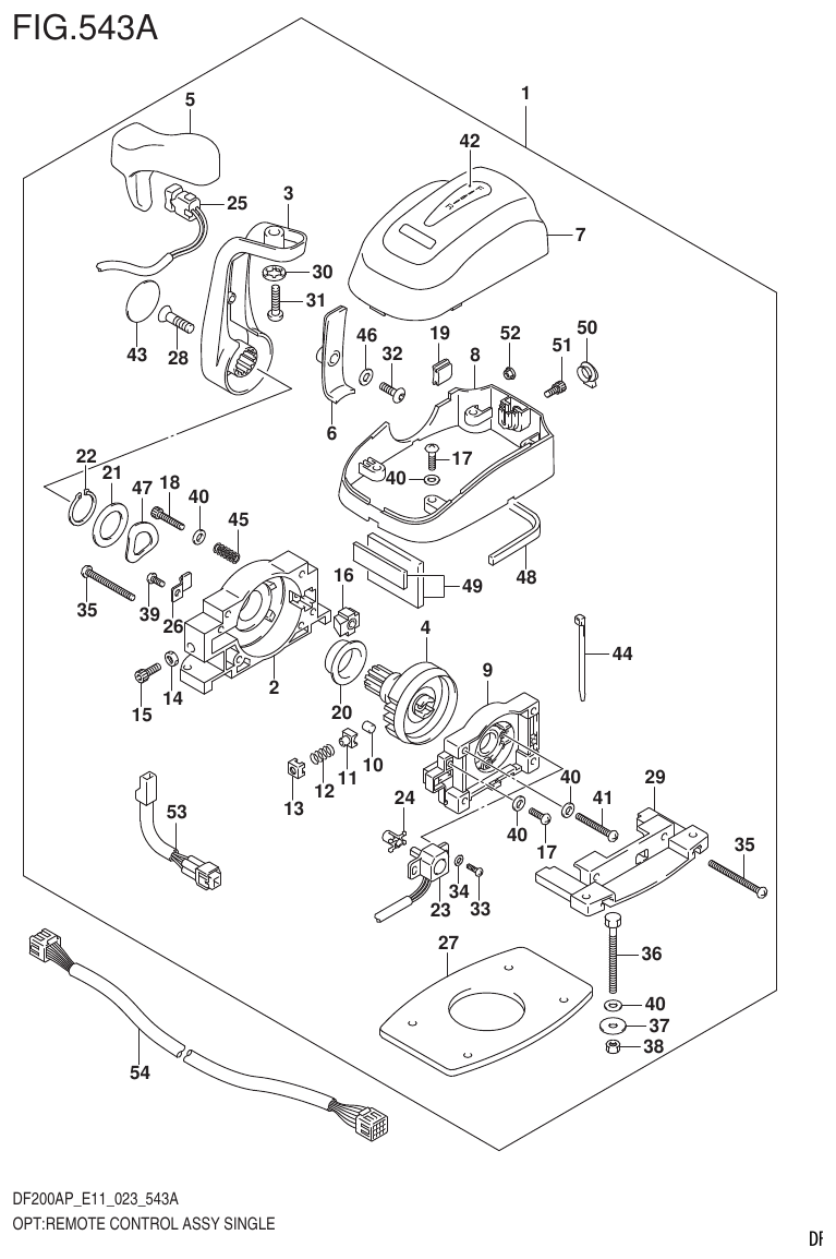 Suzuki DF200AP, DF175AP, DF150AP OPT:REMOTE CONTROL ASSY SINGLE (020,021) parts diagram