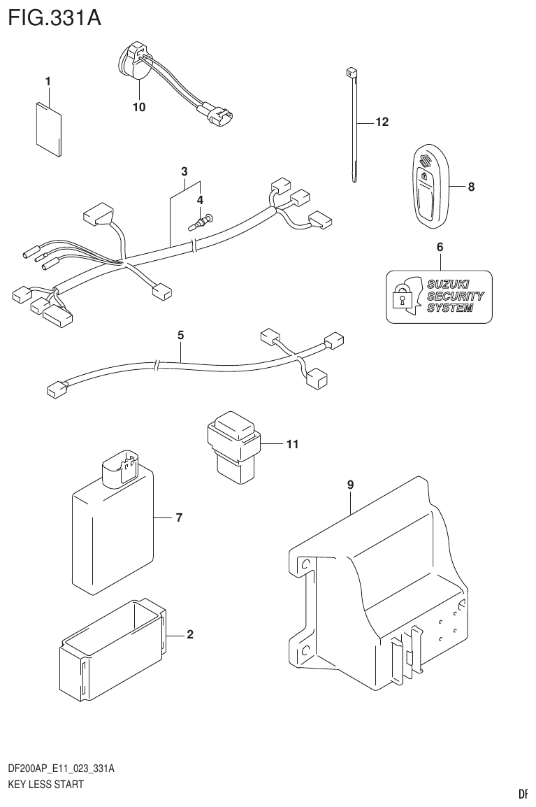 Suzuki DF200AP, DF175AP, DF150AP KEY LESS START ((020,021):(E01,E03,E11)) parts diagram