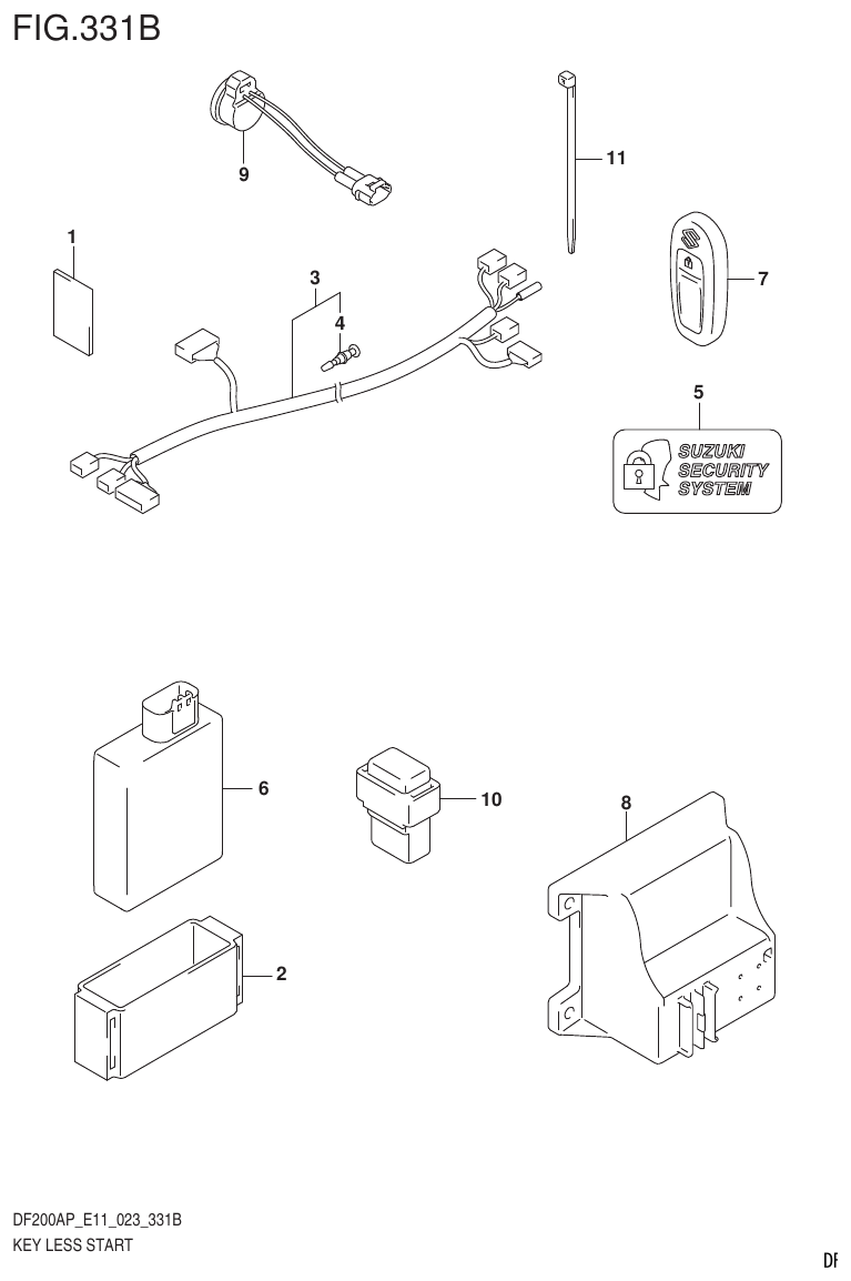 Suzuki DF200AP, DF175AP, DF150AP KEY LESS START ((022,023):E11) parts diagram
