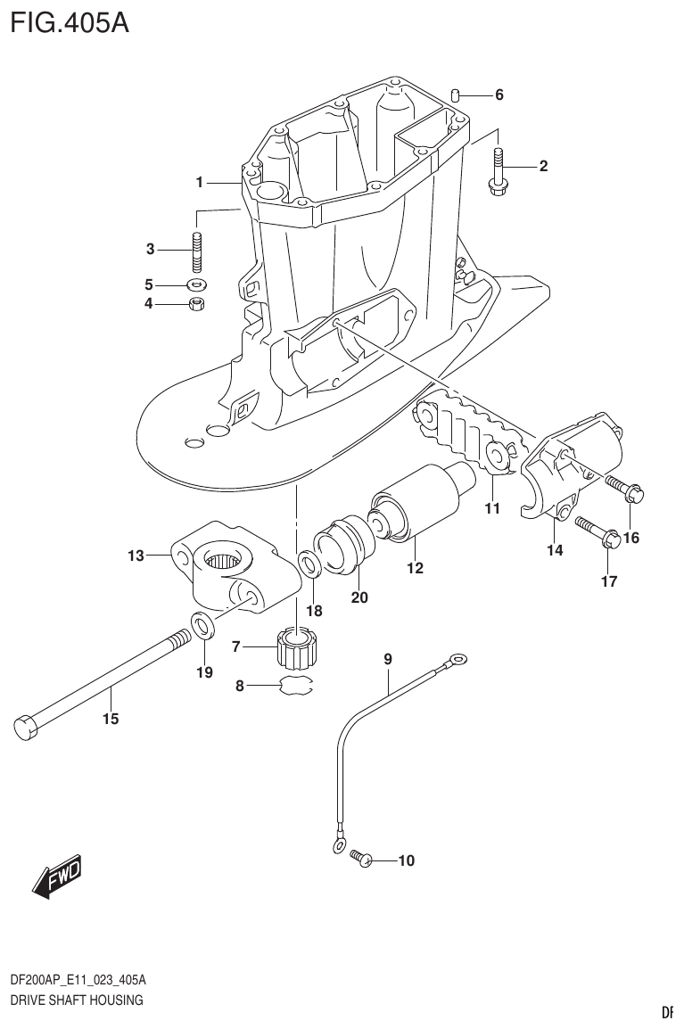 Suzuki DF200AP, DF175AP, DF150AP DRIVE SHAFT HOUSING parts diagram