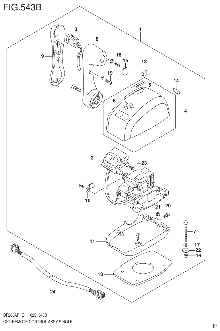 Suzuki DF200AP, DF175AP, DF150AP OPT:REMOTE CONTROL ASSY SINGLE (022,023) parts diagram