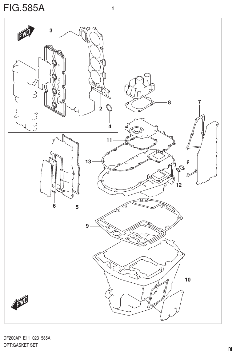 Suzuki DF200AP, DF175AP, DF150AP OPT:GASKET SET parts diagram