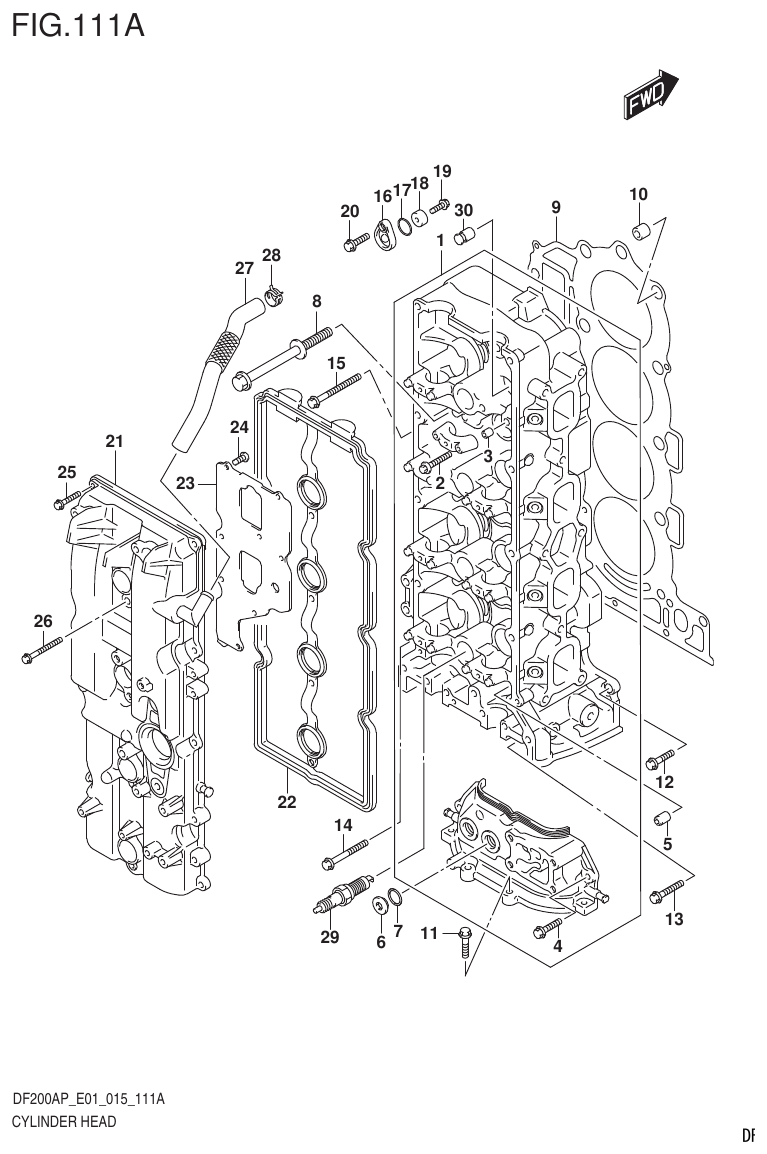Suzuki DF200AP CYLINDER HEAD parts diagram
