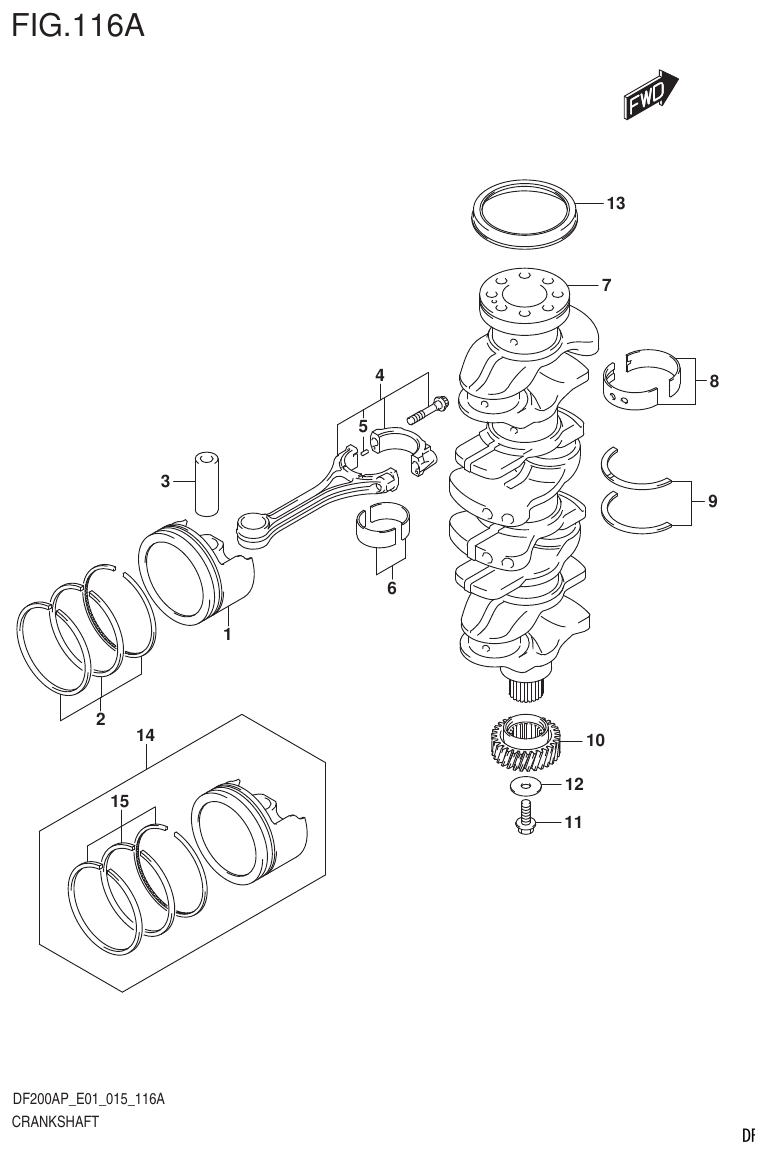 Suzuki DF200AP CRANKSHAFT parts diagram