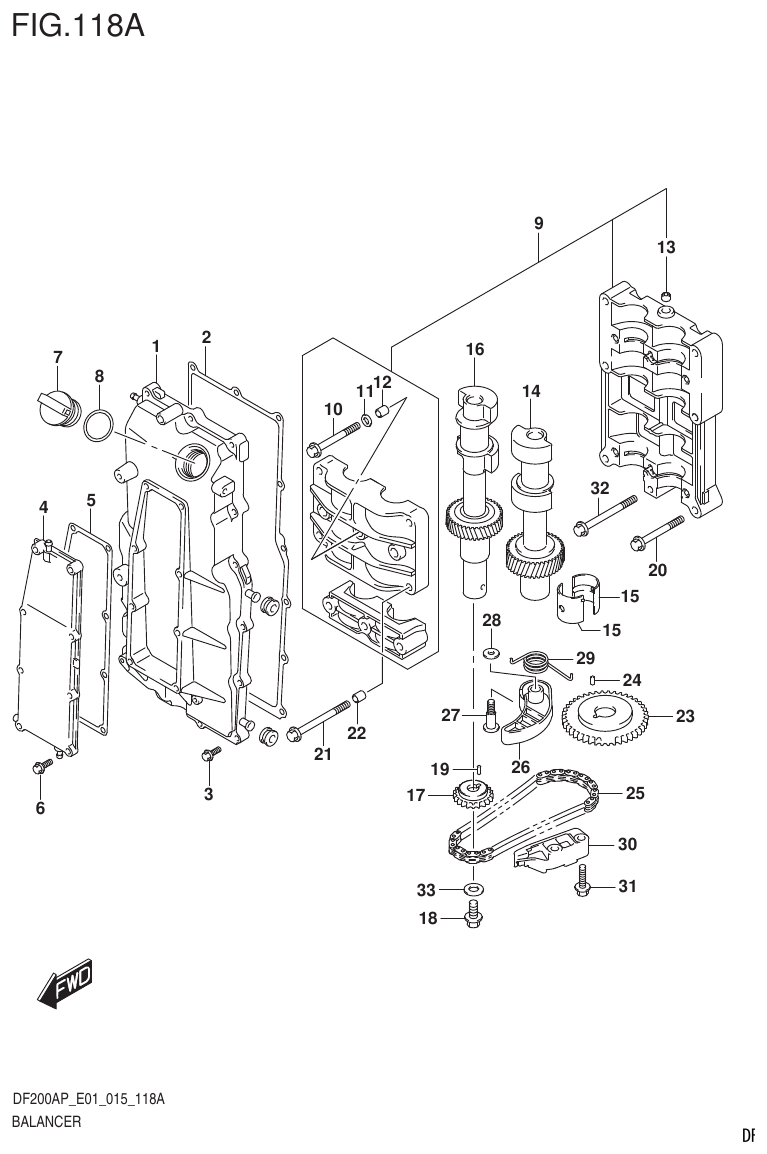 Suzuki DF200AP BALANCER parts diagram