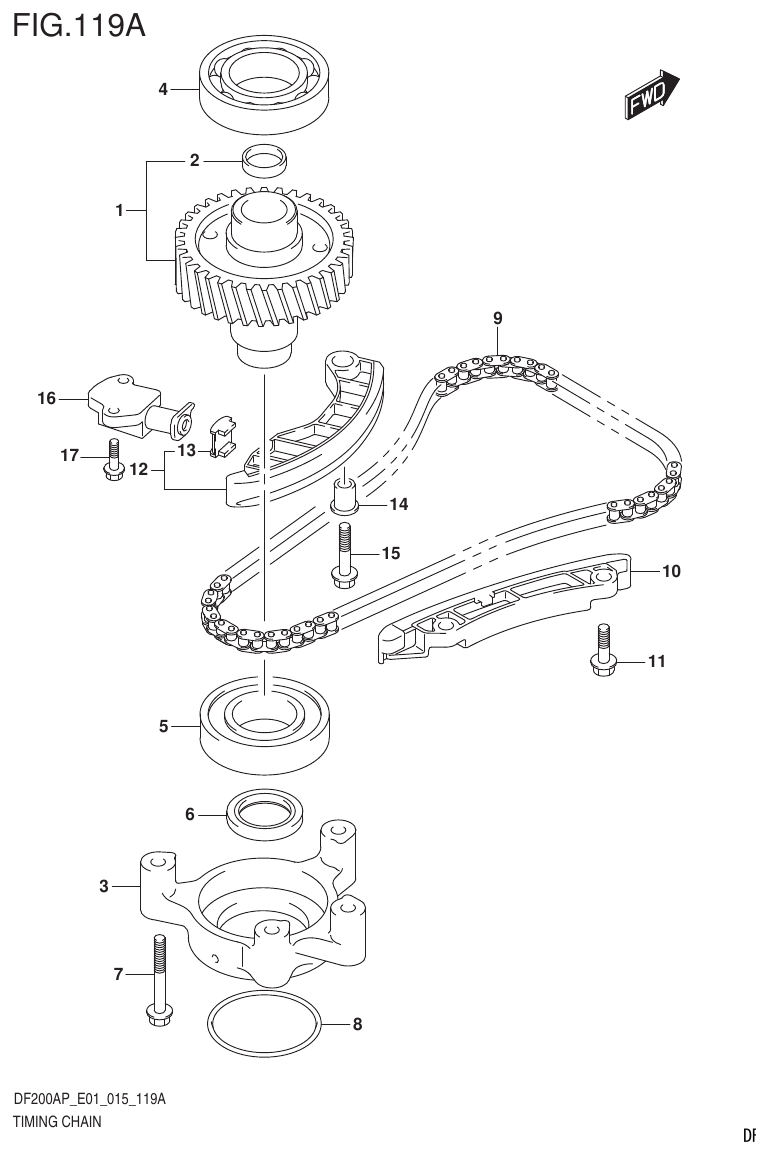 Suzuki DF200AP TIMING CHAIN parts diagram
