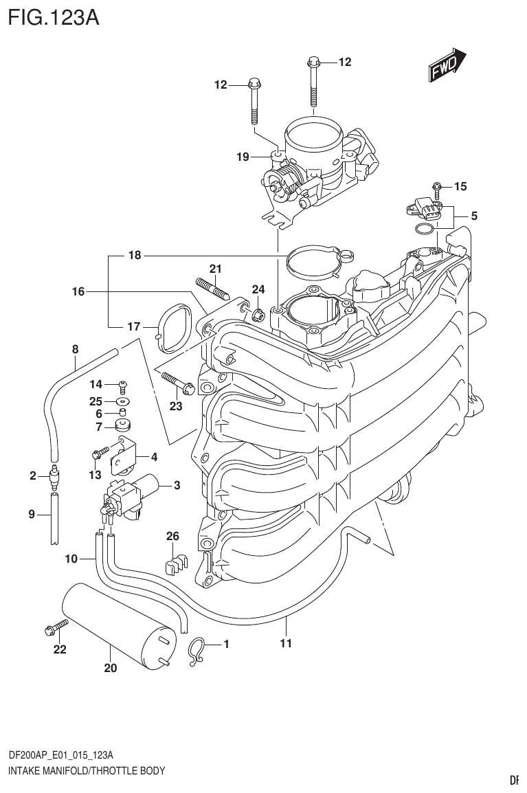 Suzuki DF200AP INTAKE MANIFOLD/THROTTLE BODY parts diagram