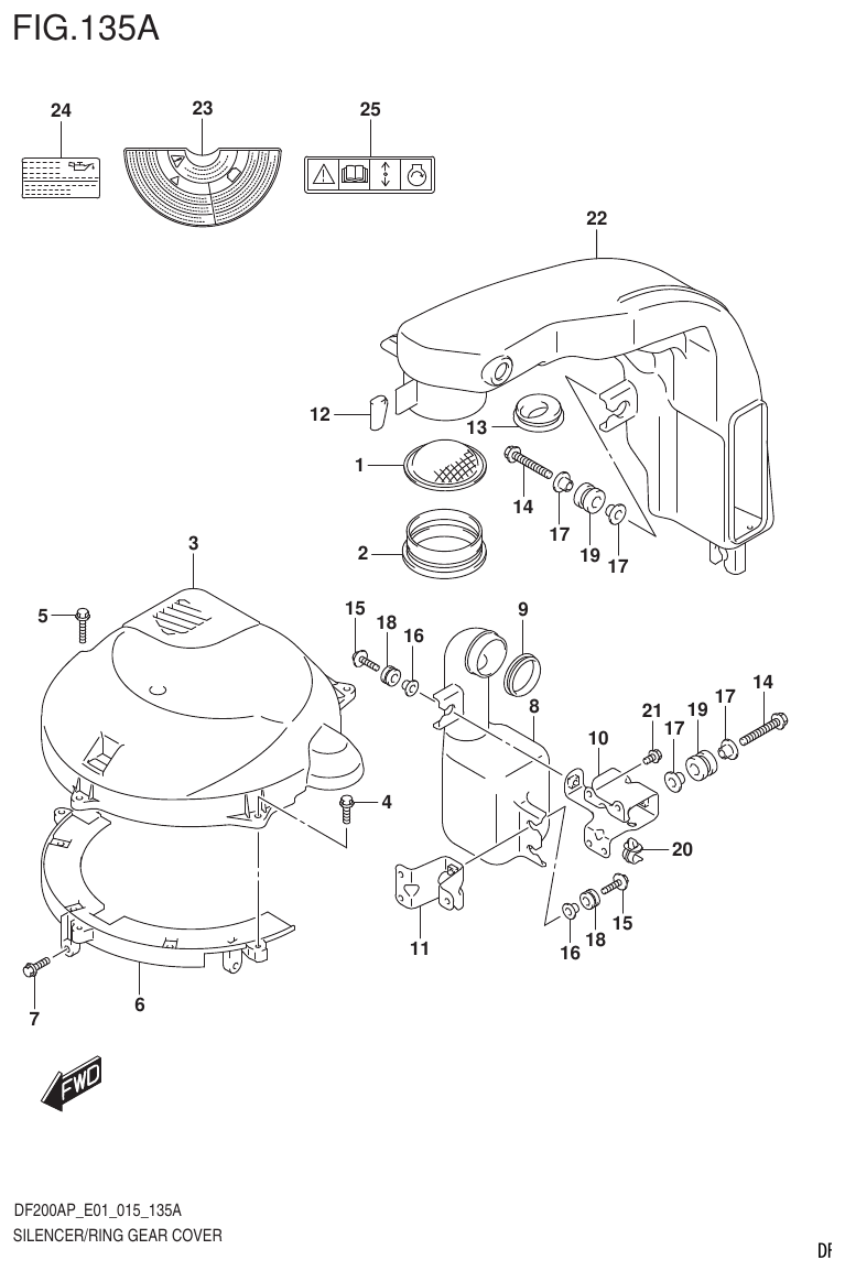 Suzuki DF200AP SILENCER/RING GEAR COVER (DF200AP E01) parts diagram