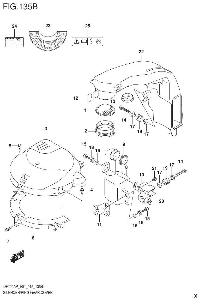 Suzuki DF200AP SILENCER/RING GEAR COVER (DF200AP E40) parts diagram
