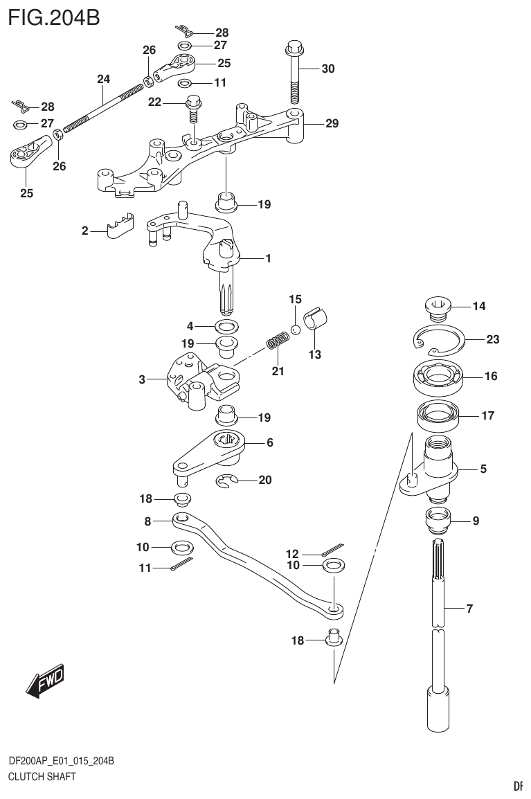 Suzuki DF200AP CLUTCH SHAFT (DF200AP E40) parts diagram
