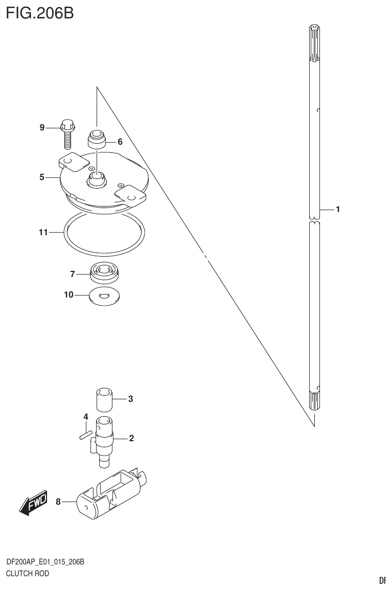 Suzuki DF200AP CLUTCH ROD (DF200AP E40) parts diagram
