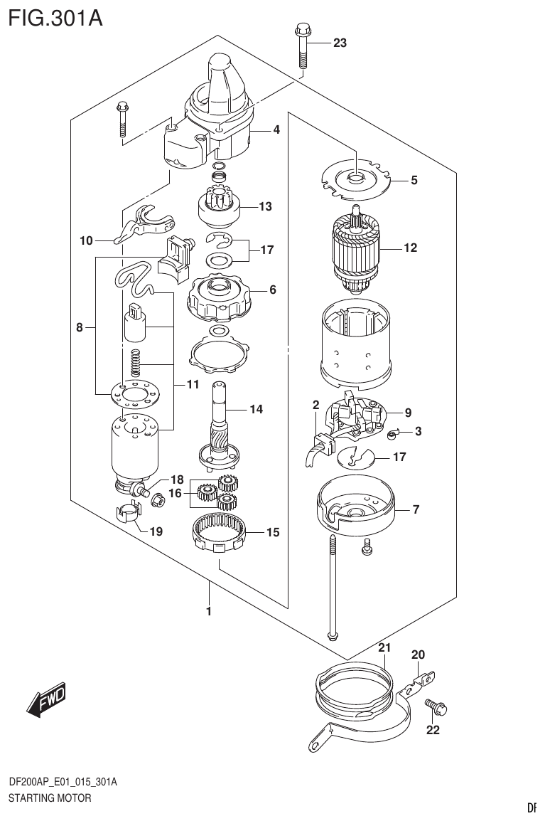 Suzuki DF200AP STARTING MOTOR parts diagram