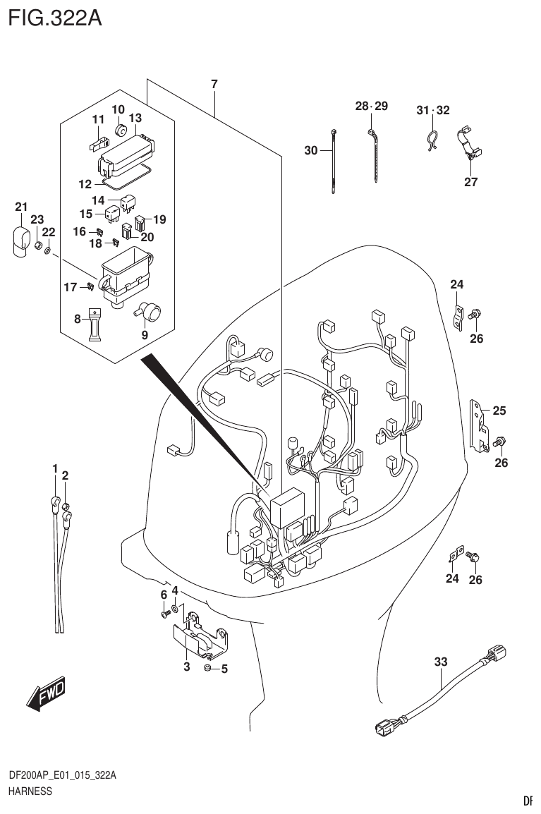 Suzuki DF200AP HARNESS parts diagram