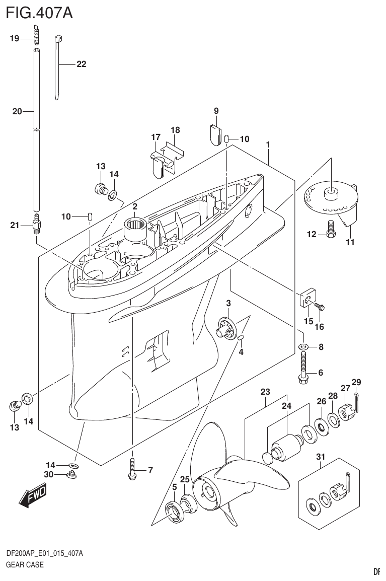 Suzuki DF200AP GEAR CASE parts diagram
