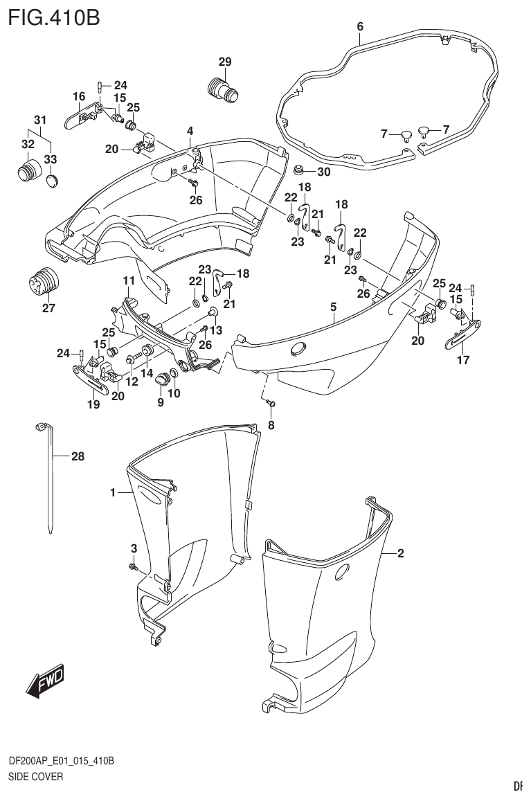 Suzuki DF200AP SIDE COVER (DF200AP E40) parts diagram
