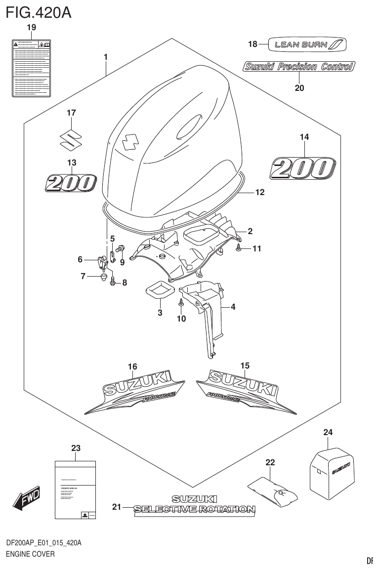 Suzuki DF200AP ENGINE COVER (FOR 0EP) (DF200AP E01) parts diagram
