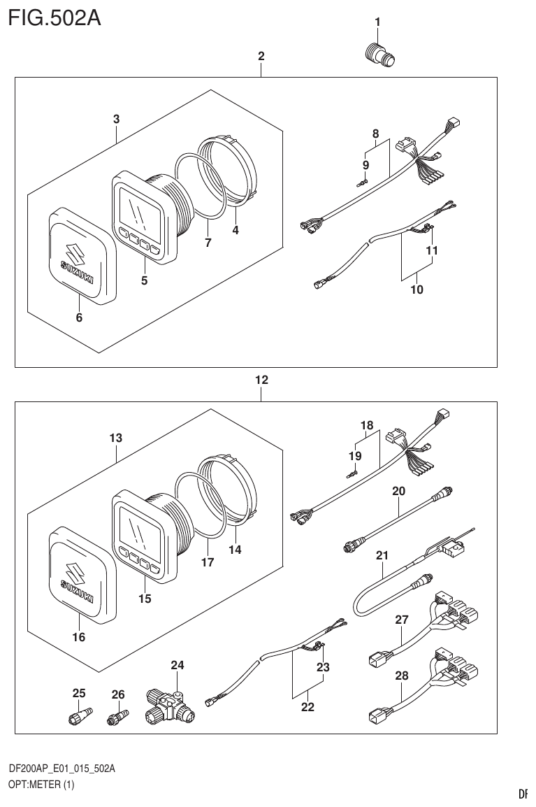 Suzuki DF200AP OPT:METER (1) parts diagram