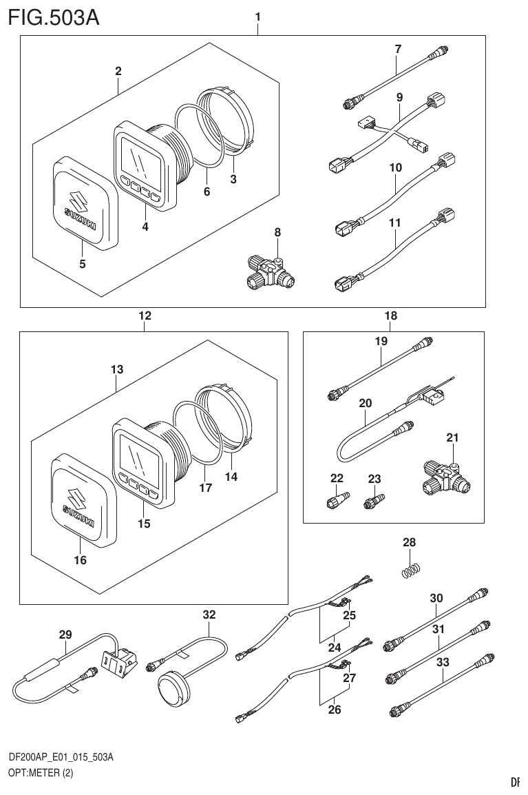 Suzuki DF200AP OPT:METER (2) parts diagram