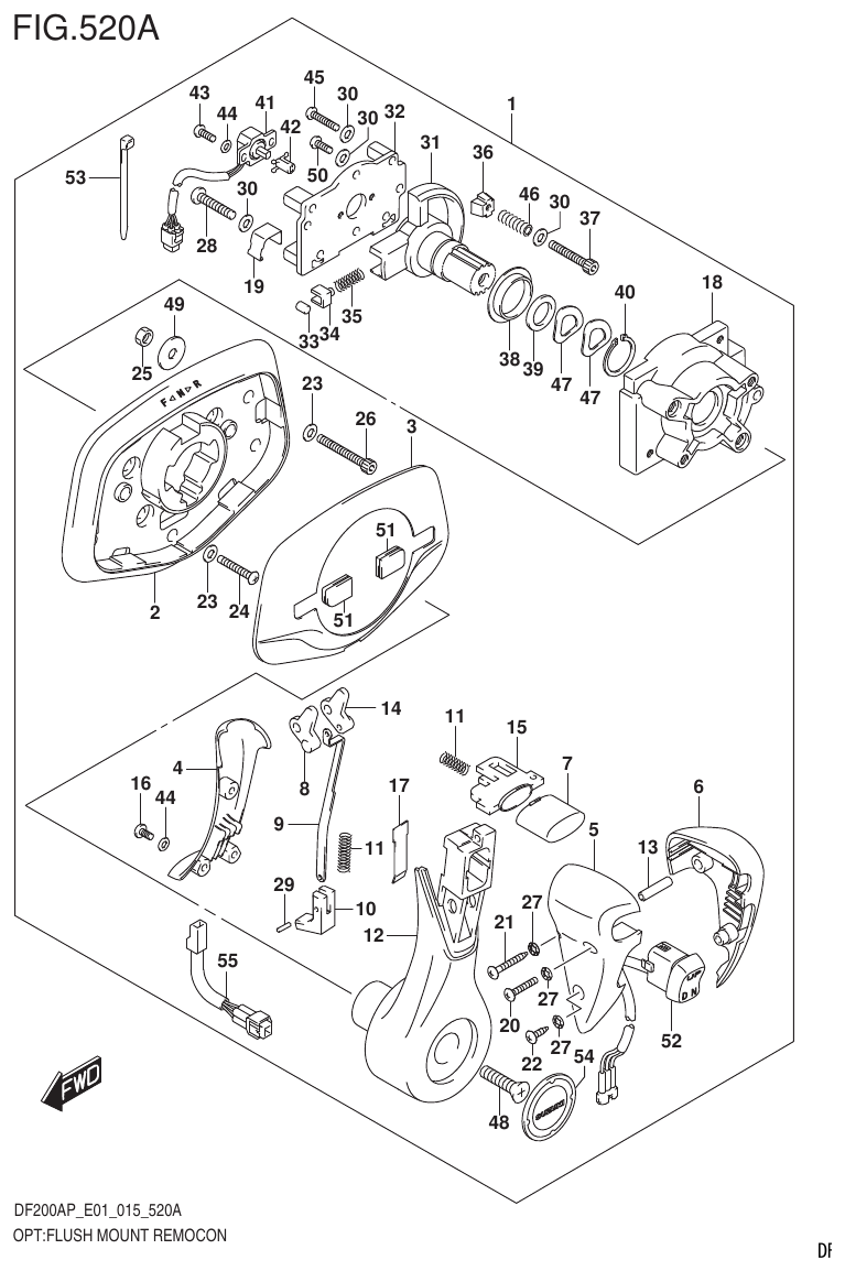 Suzuki DF200AP OPT:FLUSH MOUNT REMOCON parts diagram