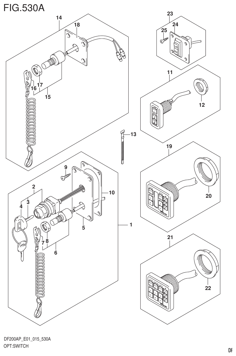Suzuki DF200AP OPT:SWITCH parts diagram