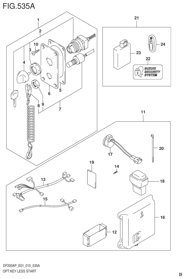 Suzuki DF200AP OPT:KEY LESS START (DF200AP E01) parts diagram