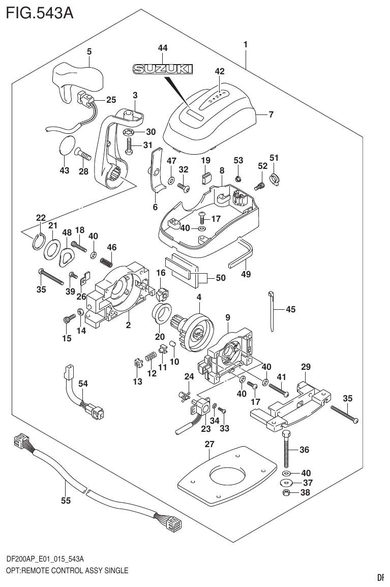 Suzuki DF200AP OPT:REMOTE CONTROL ASSY SINGLE parts diagram