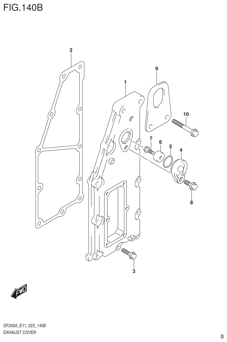 Suzuki DF175AT, DF175AZ EXHAUST COVER (023) parts diagram