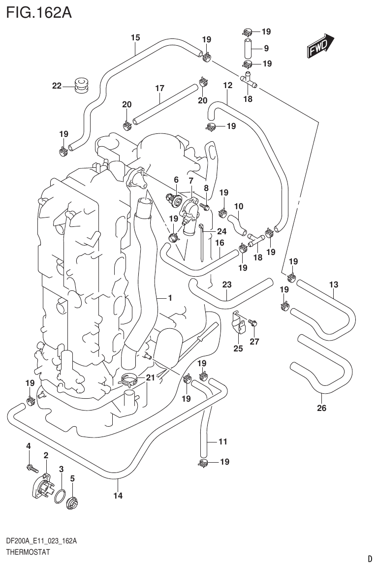 Suzuki DF175AT, DF175AZ THERMOSTAT parts diagram