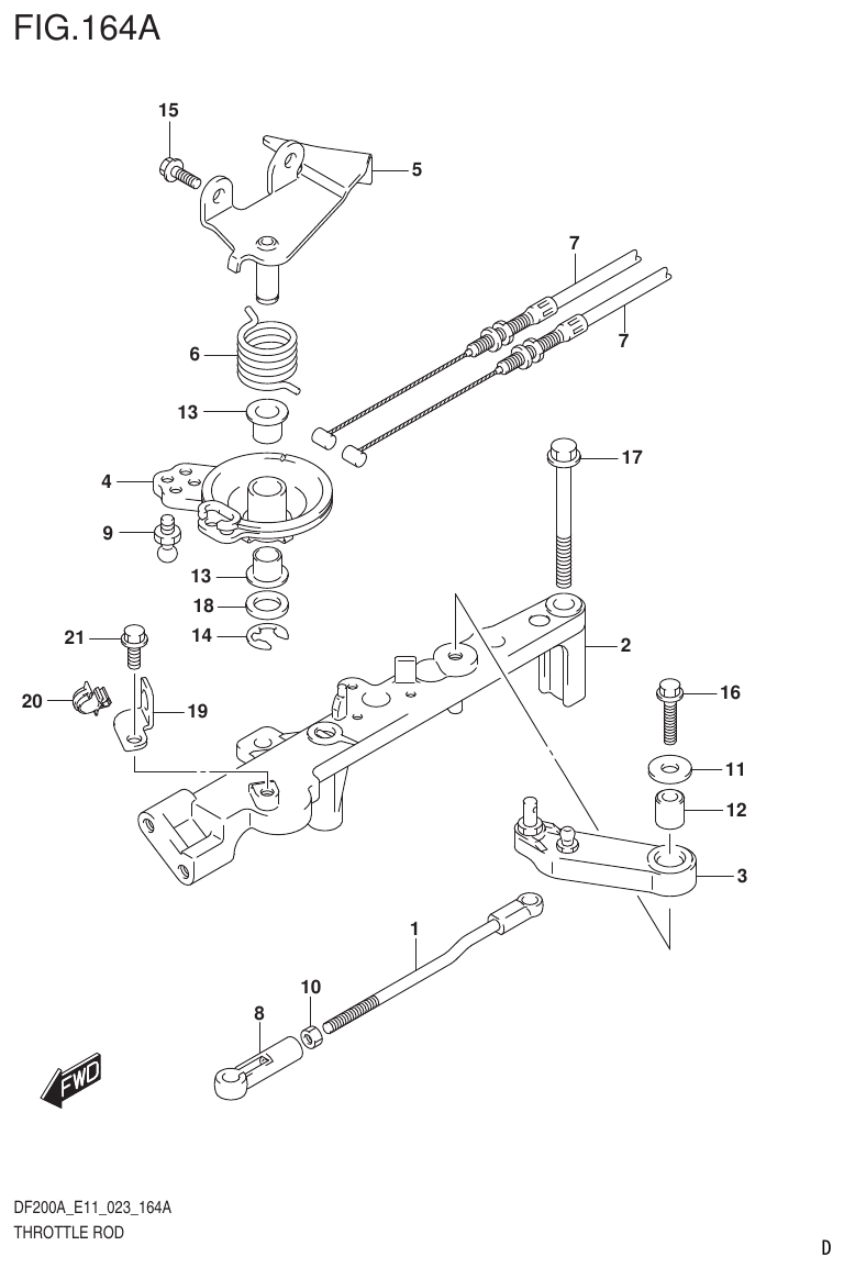 Suzuki DF175AT, DF175AZ THROTTLE ROD parts diagram
