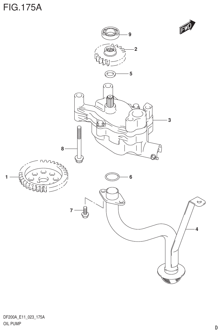 Suzuki DF175AT, DF175AZ OIL PUMP parts diagram