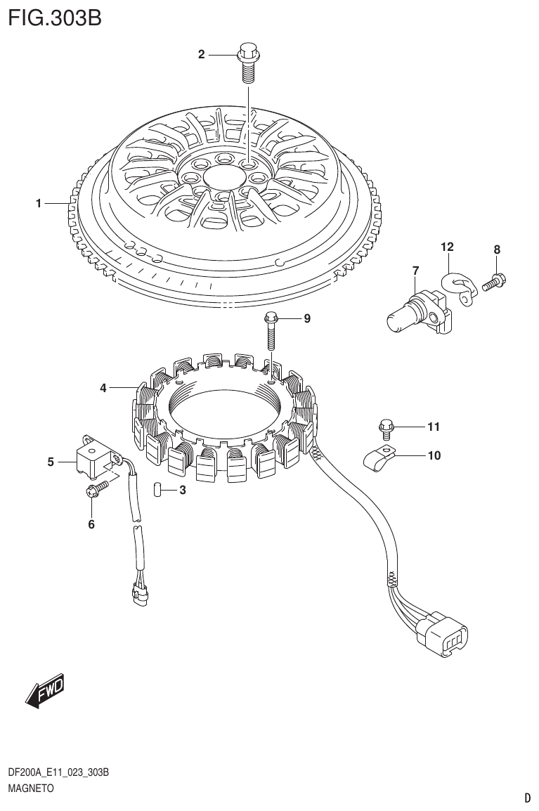 Suzuki DF175AT, DF175AZ MAGNETO parts diagram
