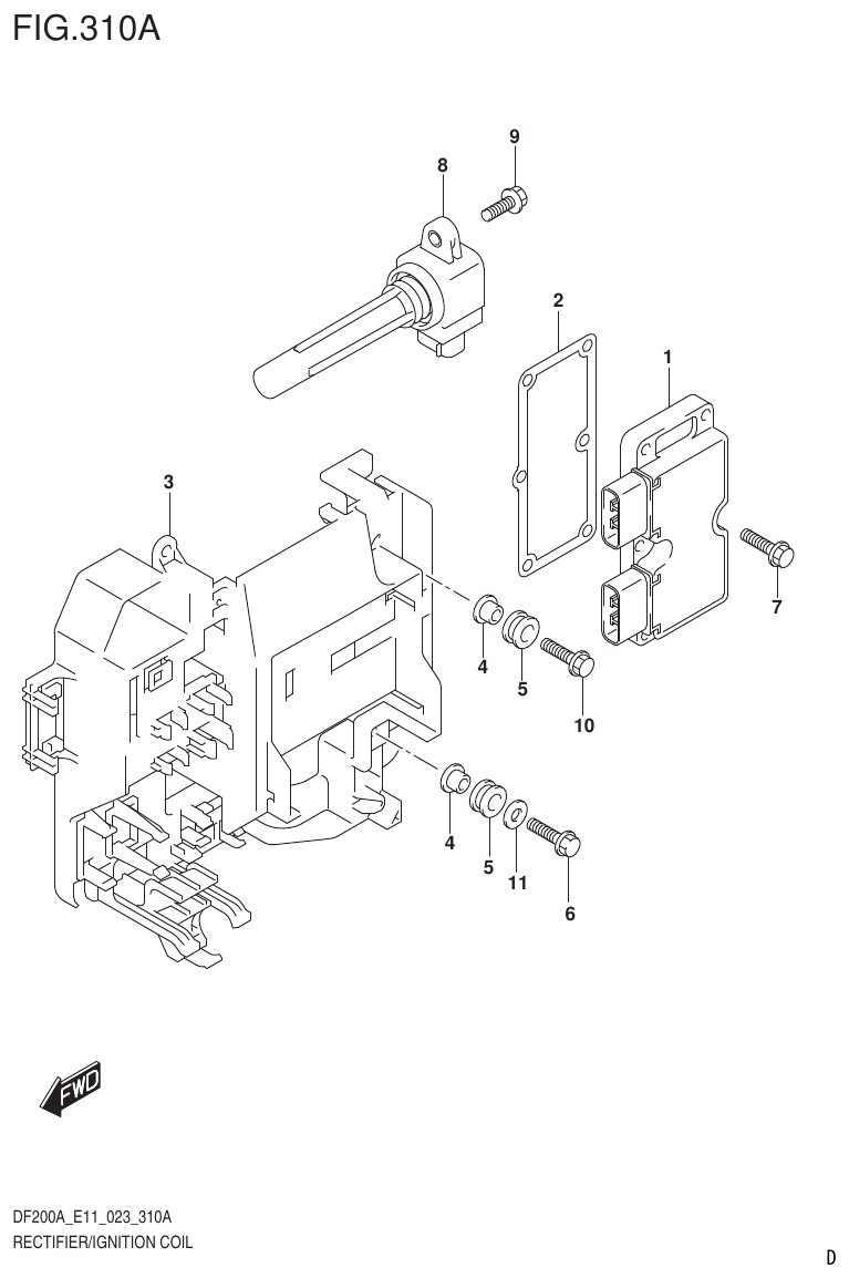 Suzuki DF175AT, DF175AZ RECTIFIER/IGNITION COIL parts diagram