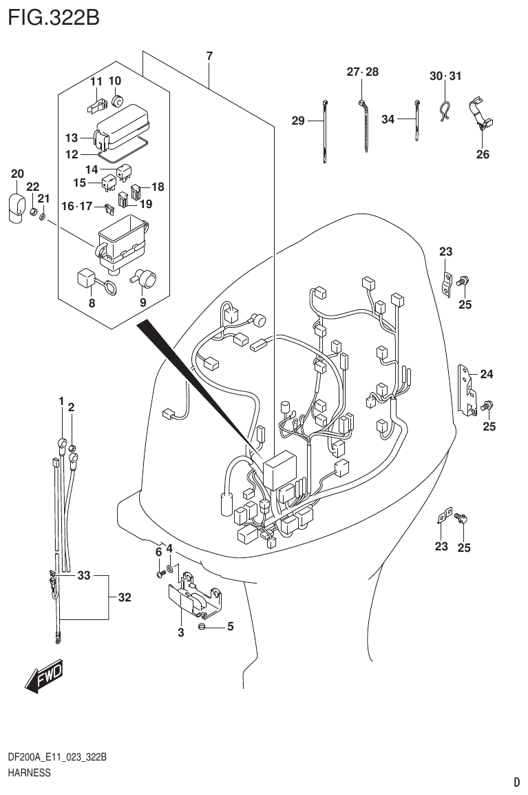 Suzuki DF175AT, DF175AZ HARNESS (DF150AT,DF150AZ,DF150AS) parts diagram